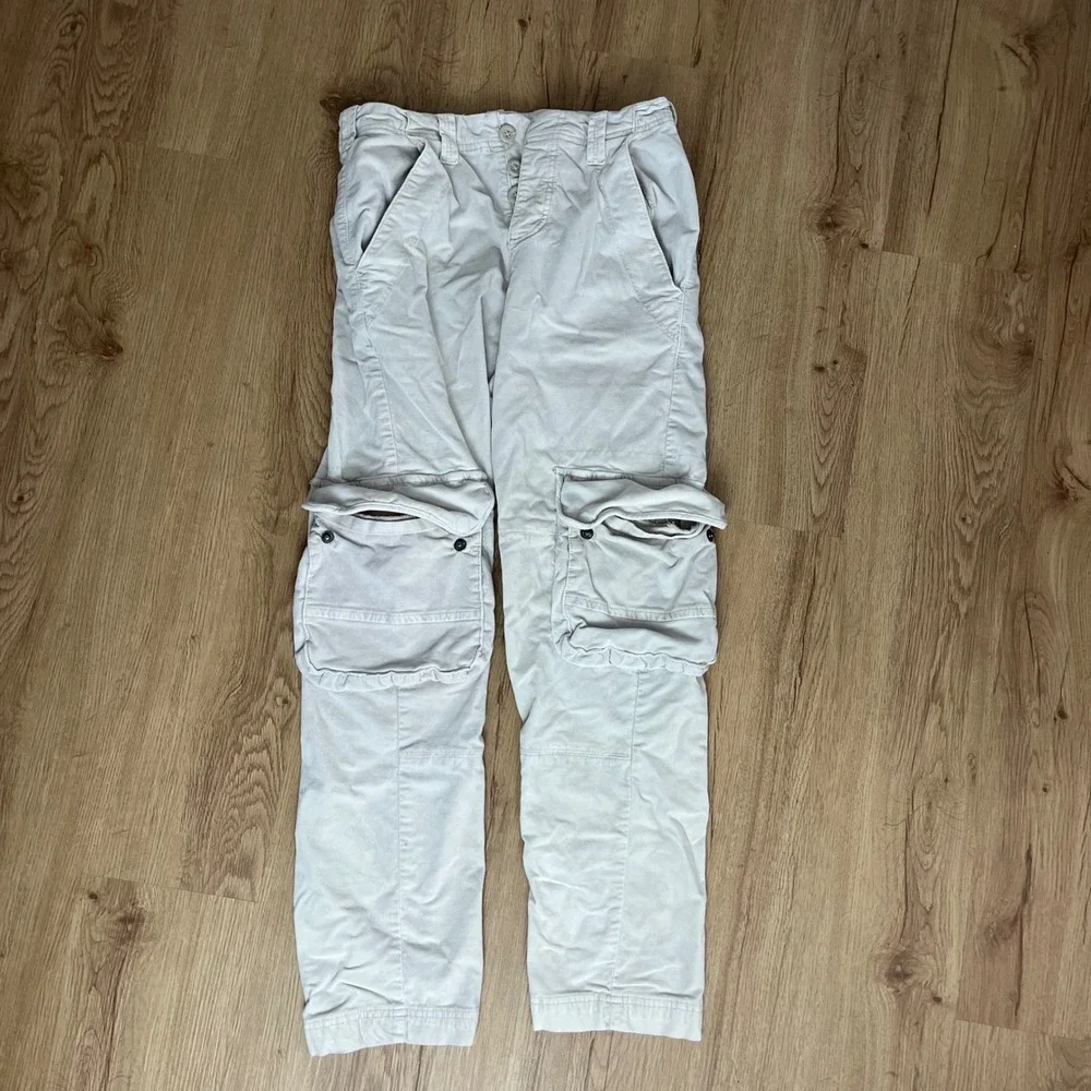 Free People Cream Beige Hard Crushin Plush Cargo Pants Womens Size‎ 4 Casual